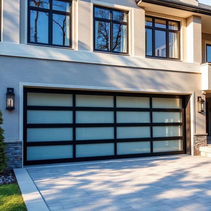 Modern glass garage door